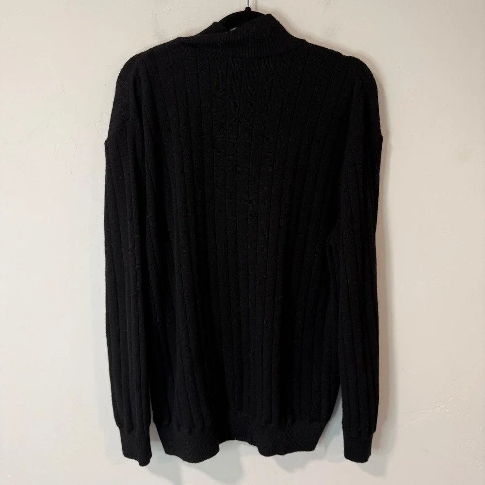Peru Unlimited Mens Quarter Zip Sweater Large Black Excellent Baby Alpaca Wool